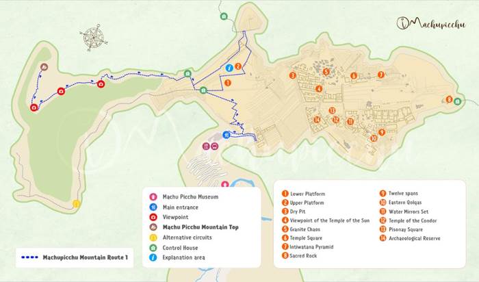 Mapa - Machu Picchu - okruh 1A