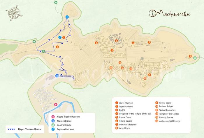 Mapa - Machu Picchu - okruh 1B
