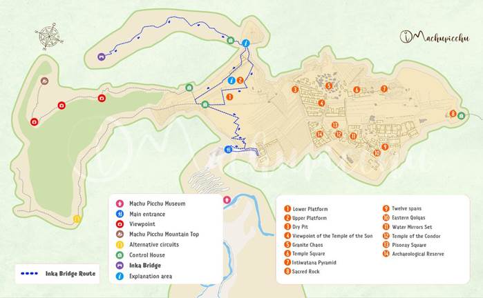 Mapa - Machu Picchu - okruh 1D