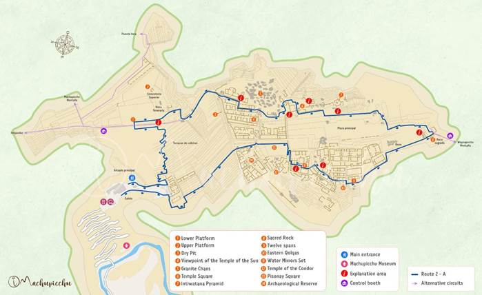 Mapa - Machu Picchu - okruh 2A