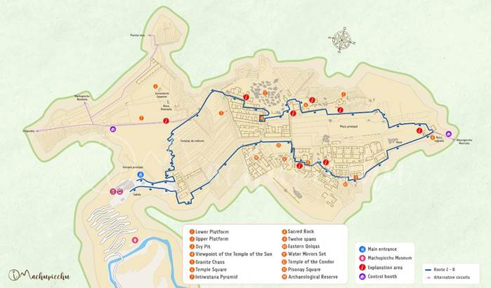 Mapa - Machu Picchu - okruh 2B