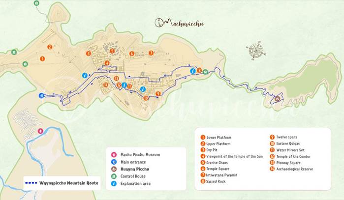Mapa - Machu Picchu - okruh 3A