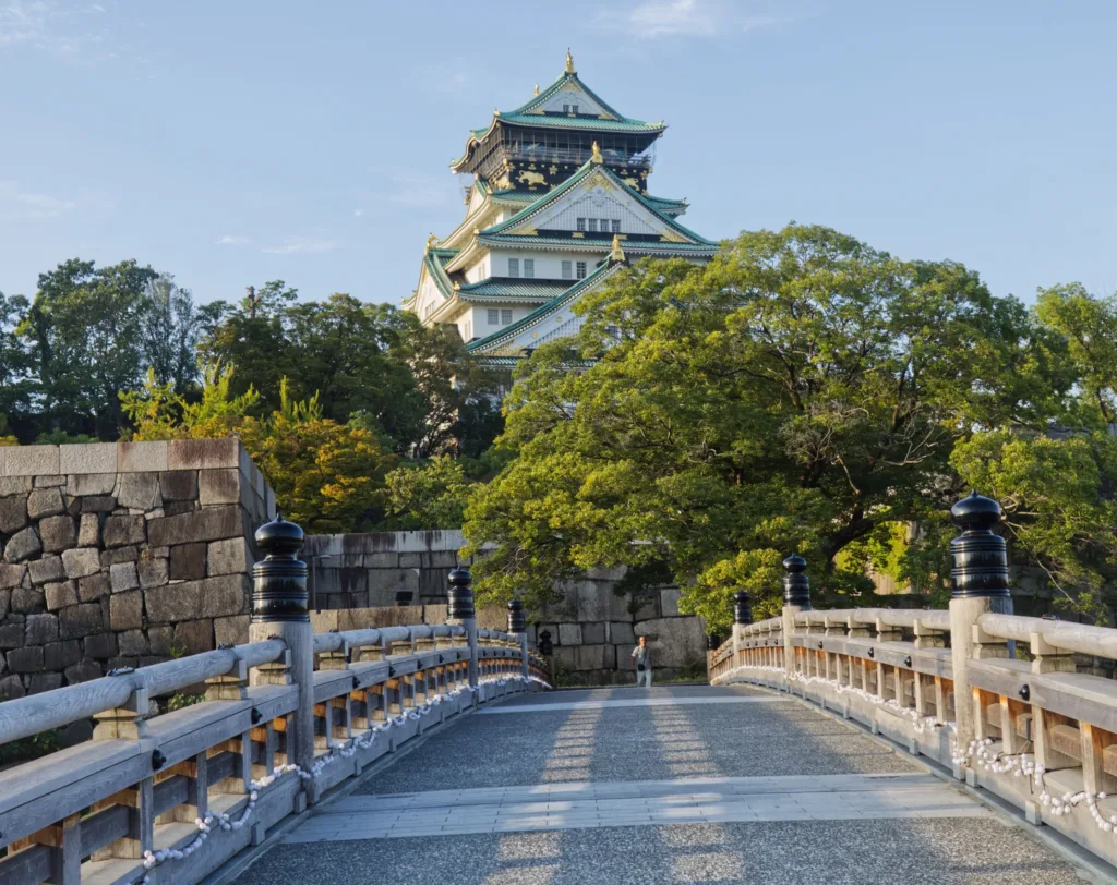 Pohled na osacký hrad, Japonsko